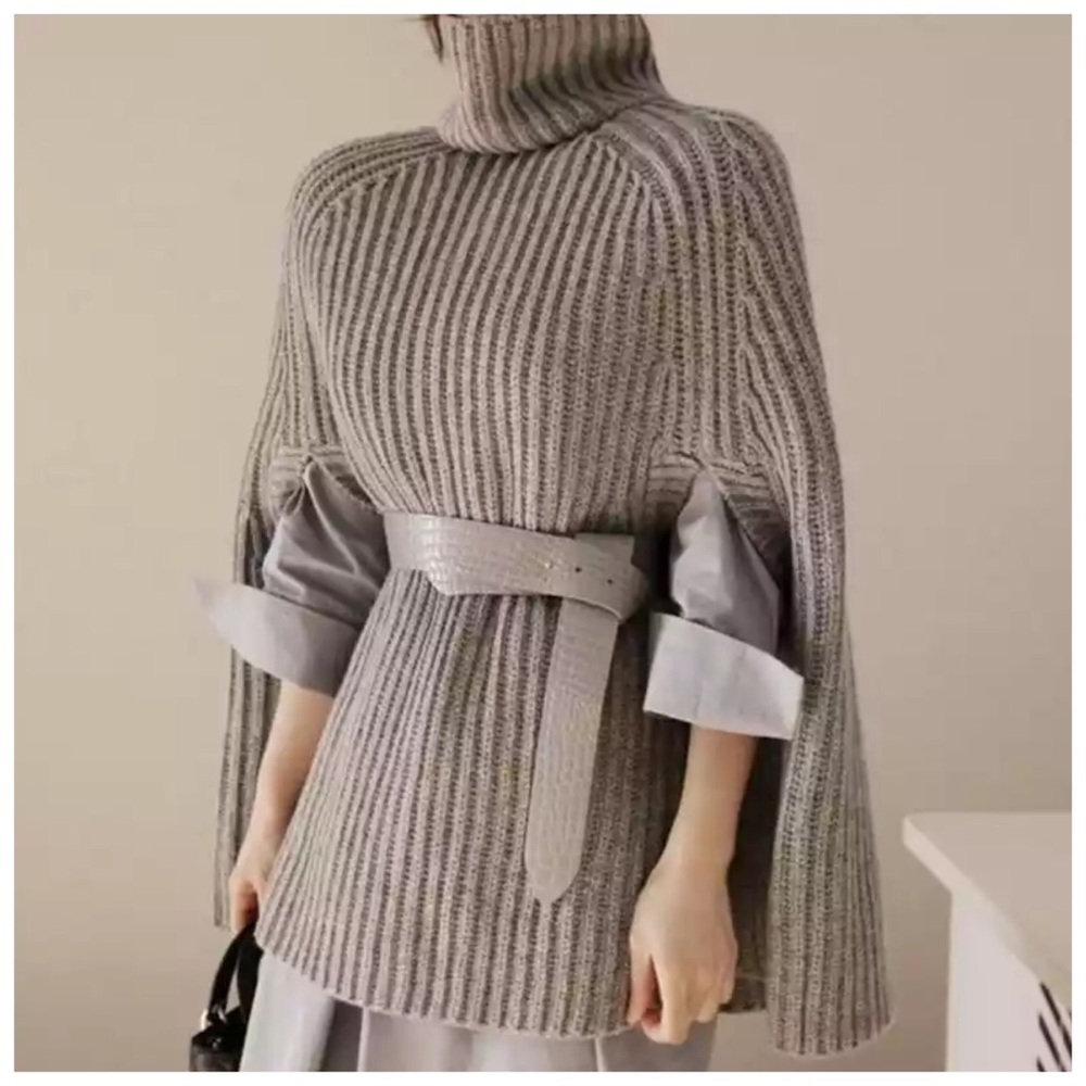 🌺 The Tosca Turtleneck Sweater Cape - Picture 1 of 8